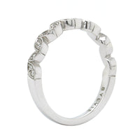 18K White Gold Leaf Pattern Milgrain Wedding Band