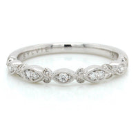 18K White Gold Alternating Shapes Milgrain Wedding Ring