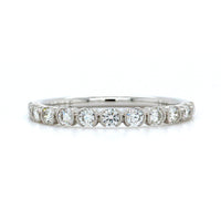 18K White Gold Semi Bezel Set Milgrain Wedding Band