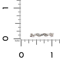 18K White Gold Waved Bead and Bezel Set Wedding Band