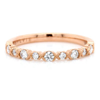 18K Rose Gold Round Milgrain Diamond Band