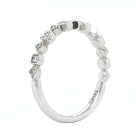 18K White Gold Alternating Shape Milgrain Wedding Band