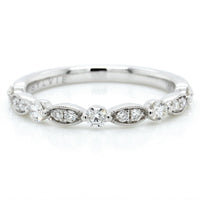 18K White Gold Alternating Round and Marquise Milgraine Band