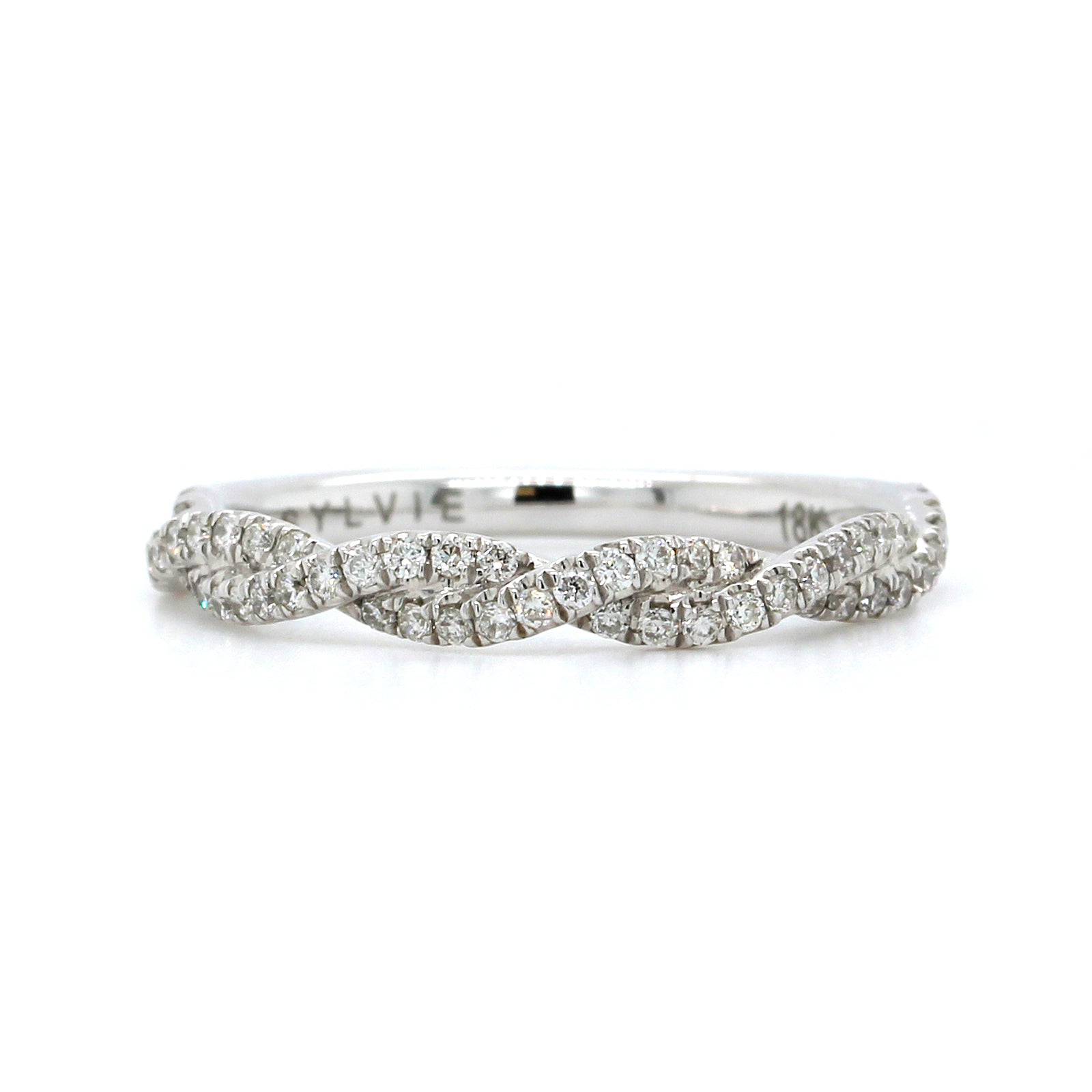 18K White Gold Diamond Twist Wedding Ring