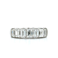 Platinum Emerald Cut 7 Stone Shared Prong Wedding Ring