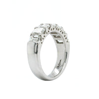 Platinum Emerald Cut 7 Stone Shared Prong Wedding Ring