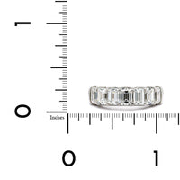 Platinum Emerald Cut 7 Stone Shared Prong Wedding Ring