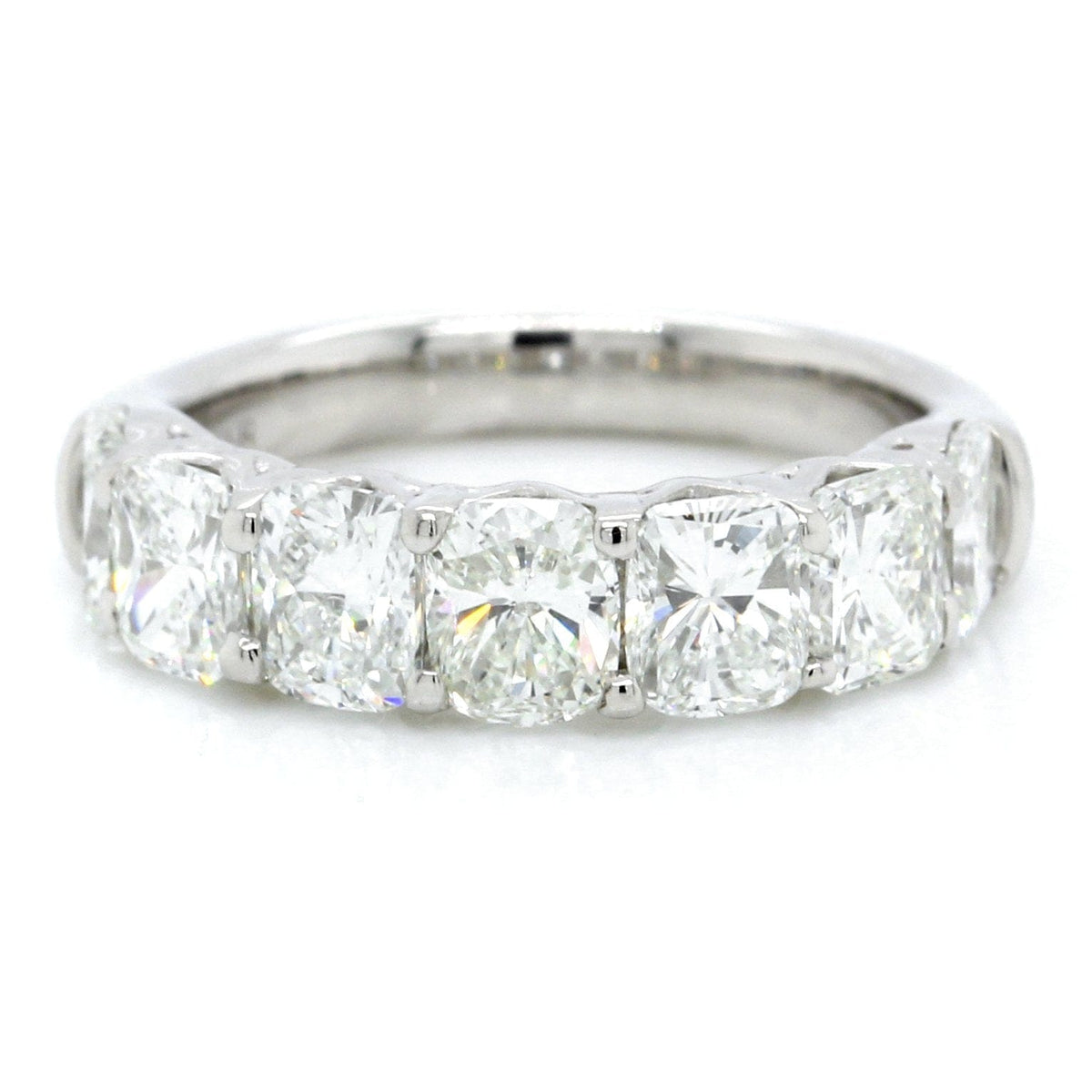 Platinum Seven-Stone Cushion Cut Wedding Ring