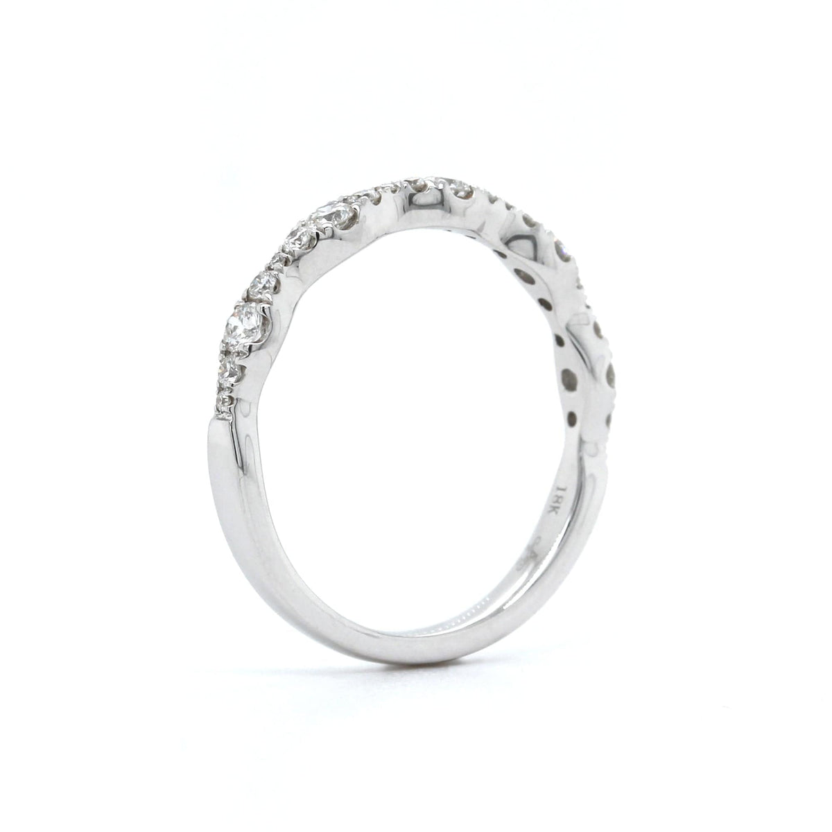 18K White Gold Prong Set Diamond Band