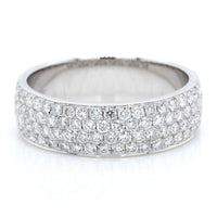 18K White Gold 4 Row Diamond Band