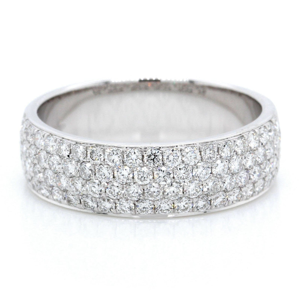 18K White Gold 4 Row Diamond Band