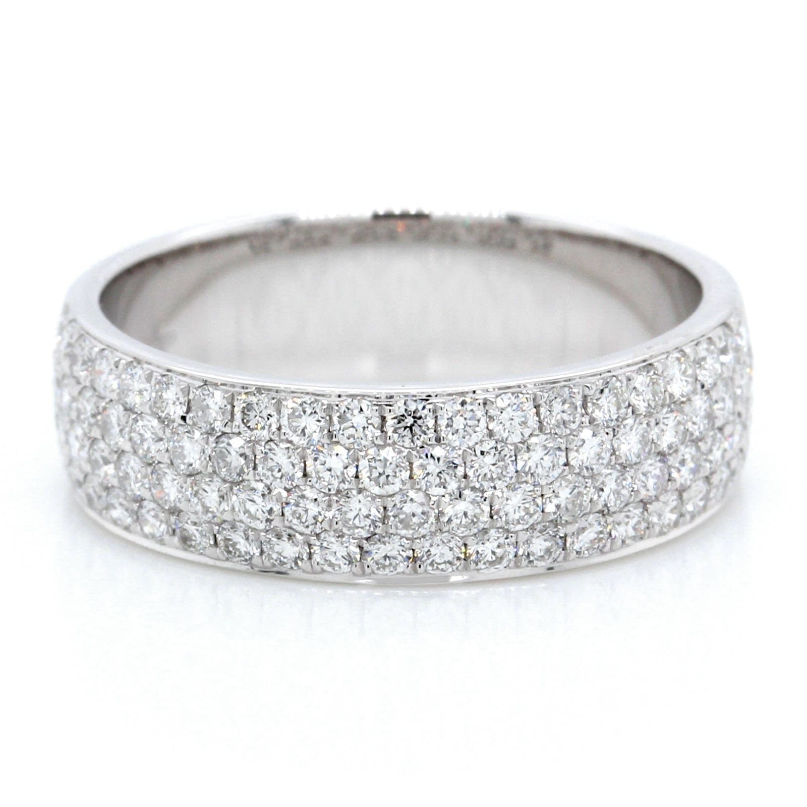 18K White Gold 4 Row Diamond Band