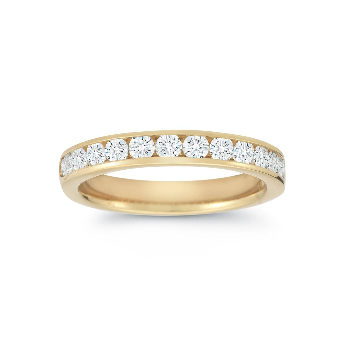 18K Yellow Gold Channel Set Diamond Wedding Ring