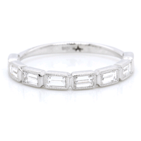 18K White Gold Bezel Set Band with Baguette Diamonds
