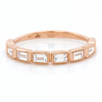 18K Rose Gold Bezel Set Baguette Diamond Band
