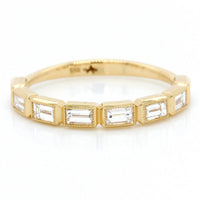 18K Yellow Gold Bezel Set Baguette Diamond Band