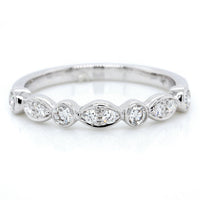 18K White Gold Halfway Marquise and Round Bezel Diamond Band