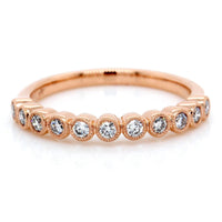 18K Rose Gold Bezel Set Milgrain Diamond Band
