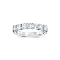 Platinum Seven Stone Cushion Cut Diamond Wedding Ring