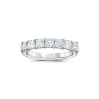 Platinum Seven Stone Cushion Cut Diamond Wedding Ring