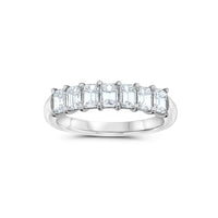 Platinum Seven Stone Emerald Cut Diamond Wedding Ring