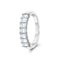 Platinum Seven Stone Emerald Cut Diamond Wedding Ring