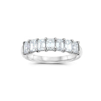 Platinum Seven Stone Emerald Cut Diamond Wedding Ring