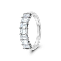 Platinum Seven Stone Emerald Cut Diamond Wedding Ring