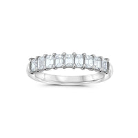 Platinum Nine Stone Emerald Cut Diamond Wedding Ring