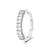 Platinum Nine Stone Emerald Cut Diamond Wedding Ring