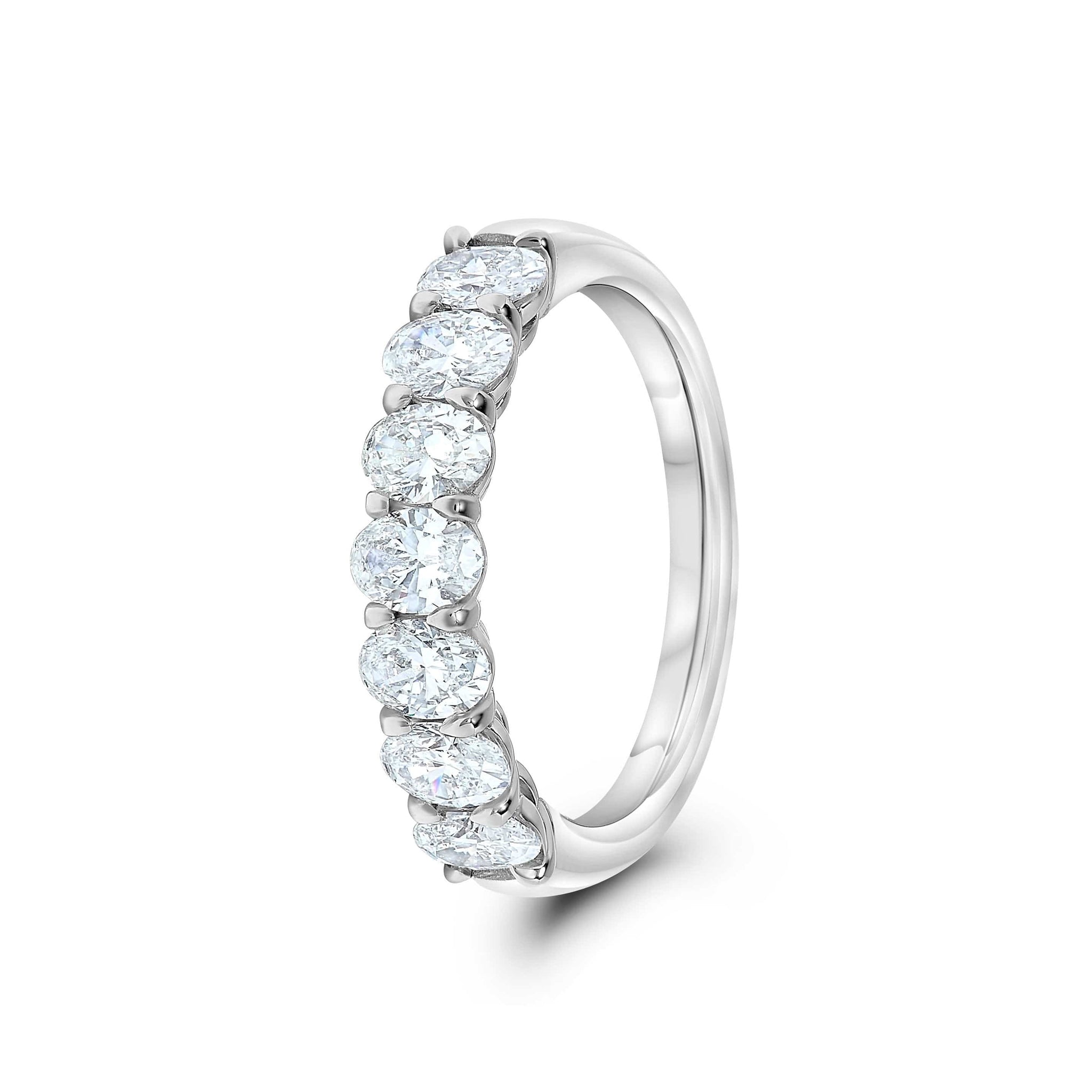 Platinum Seven Stone Oval Diamond Wedding Ring