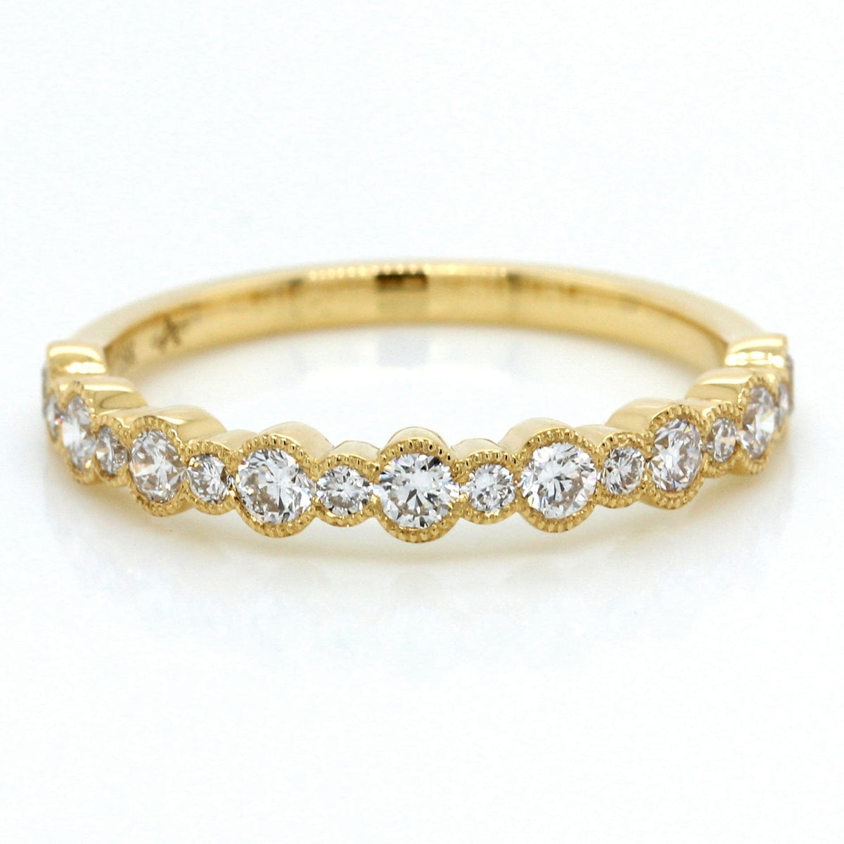 18K Yellow Gold Semi Bezel Set Diamond Band