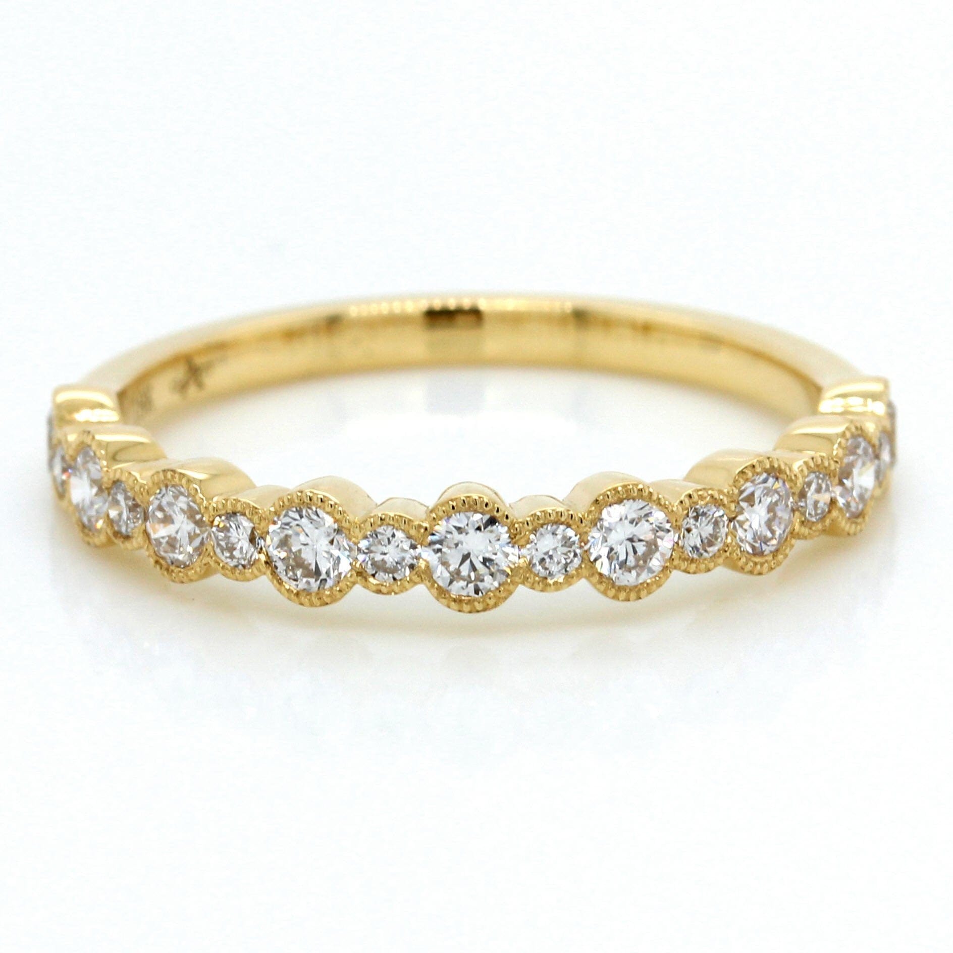 18K Yellow Gold Semi Bezel Set Diamond Band