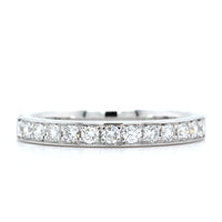 18K White Gold Bead Set Diamond Band