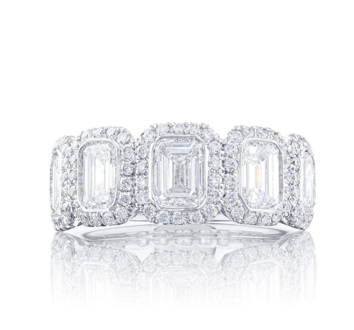 Platinum Bezel Set Emerald Cut Diamond Band