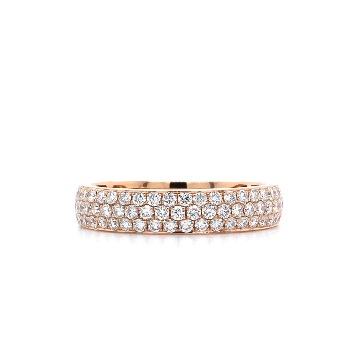 18K Rose Gold 3 Row Diamond Band