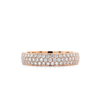 18K Rose Gold 3 Row Diamond Band