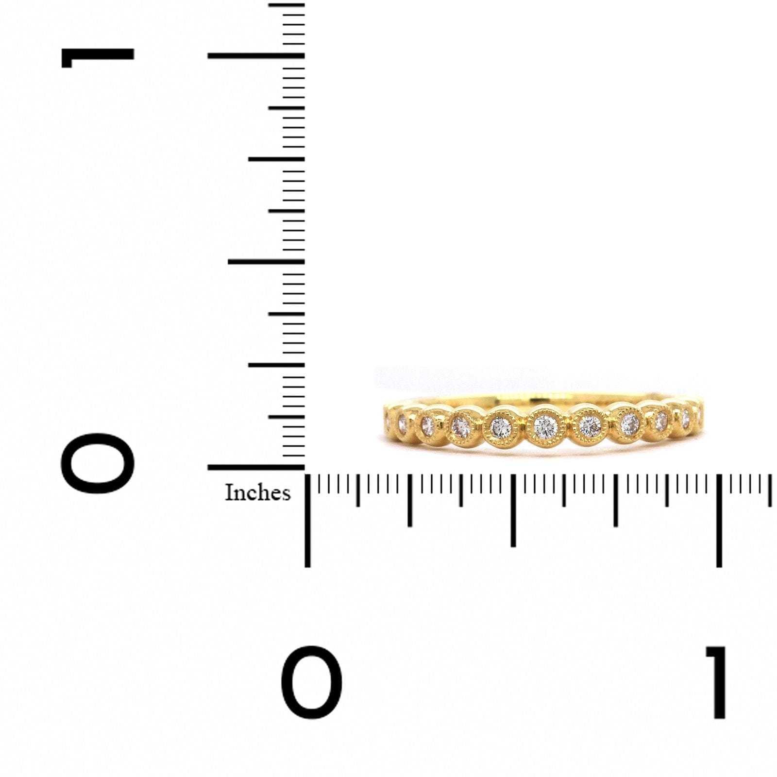 18K Yellow Gold Milgrain Diamond Band