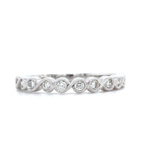 18K White Gold Milgrain Diamond Band