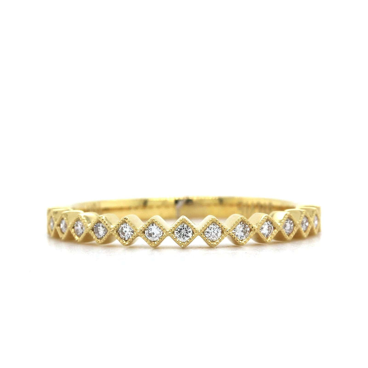 18K White Gold Milgrain Diamond Band