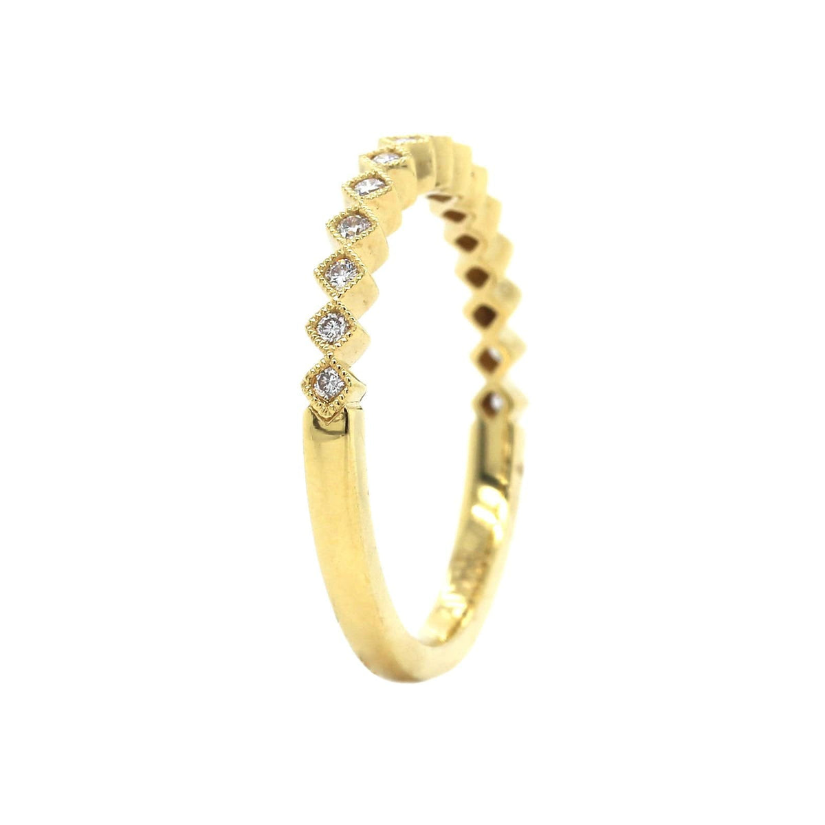 18K White Gold Milgrain Diamond Band