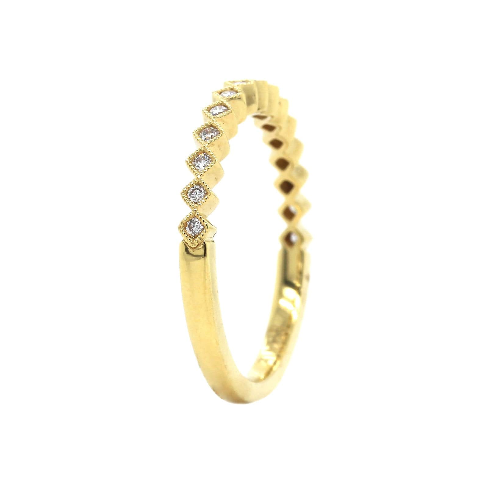 18K White Gold Milgrain Diamond Band