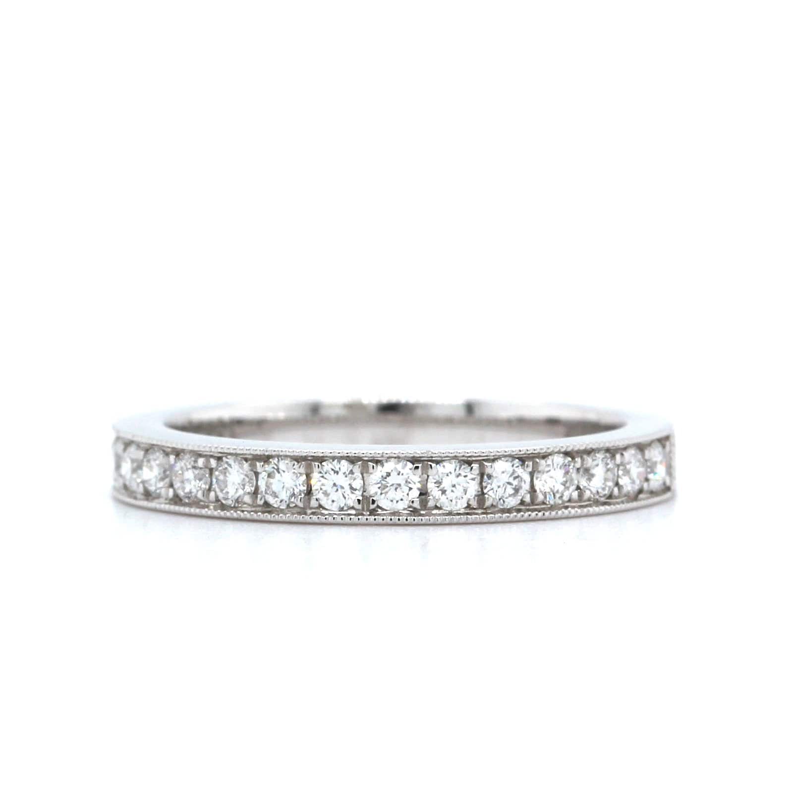 18K White Gold Milgrain Diamond Band