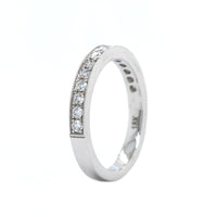 18K White Gold Milgrain Diamond Band