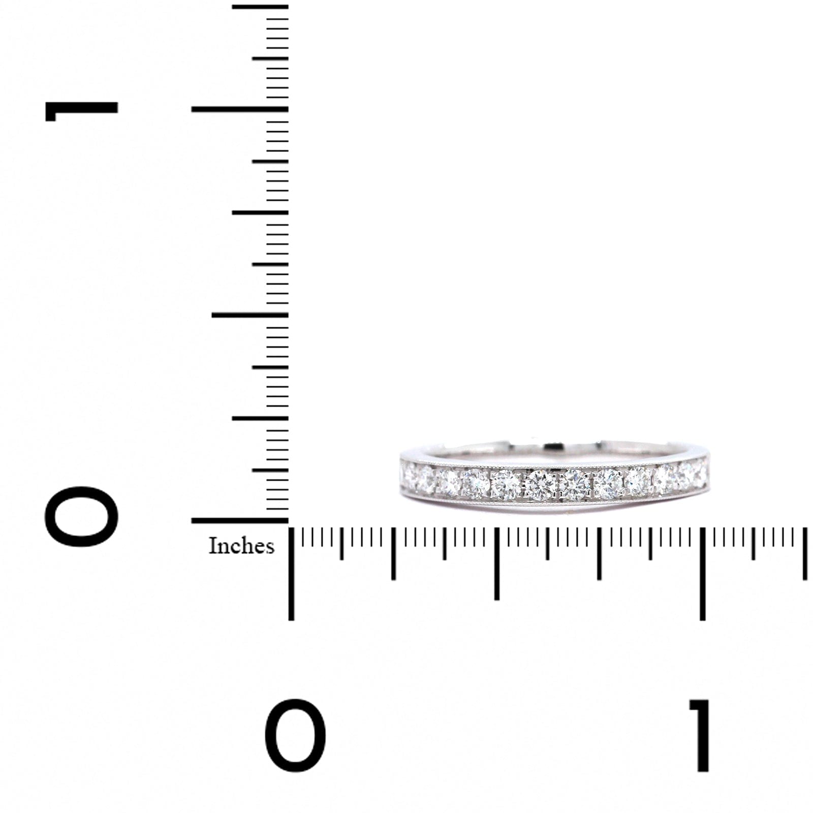 18K White Gold Bead Set with Milgrain Diamond Band