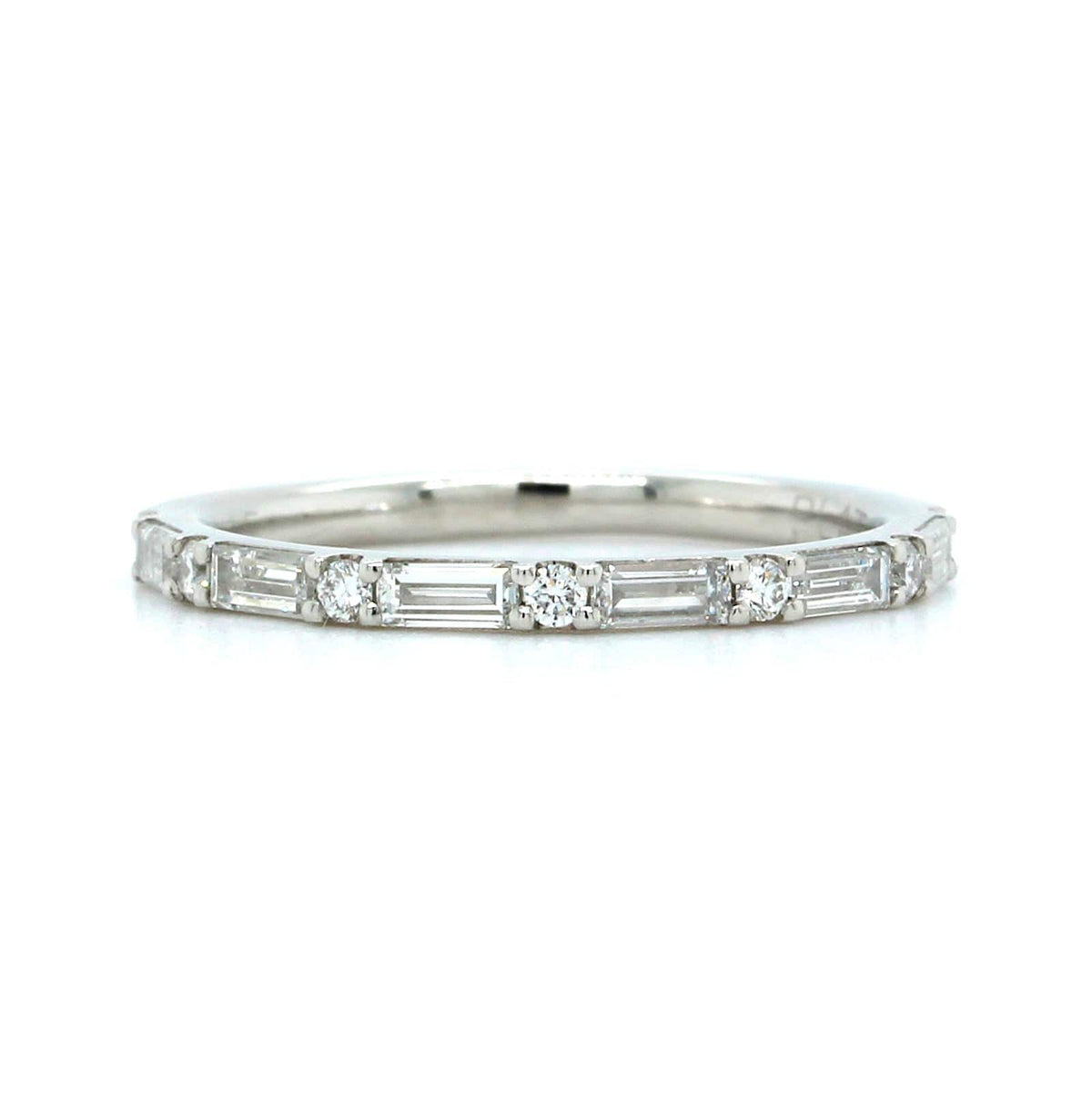 Platinum Round and Baguette Diamond Band