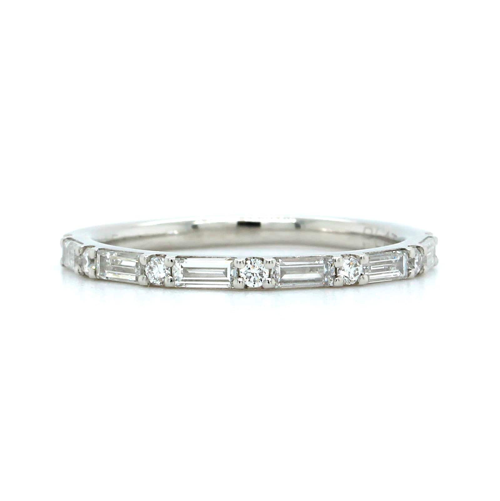 Platinum Round and Baguette Diamond Band