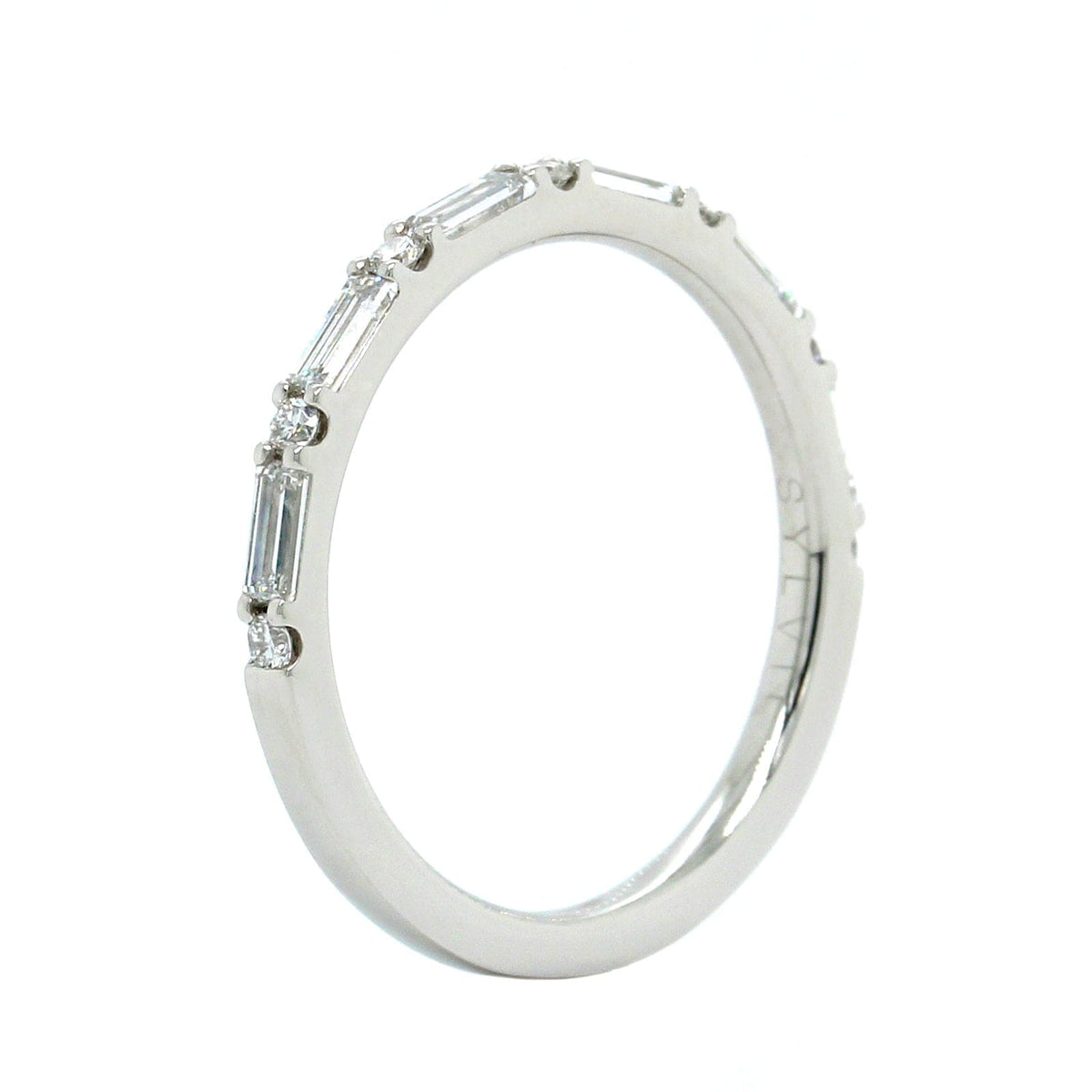 Platinum Round and Baguette Diamond Band