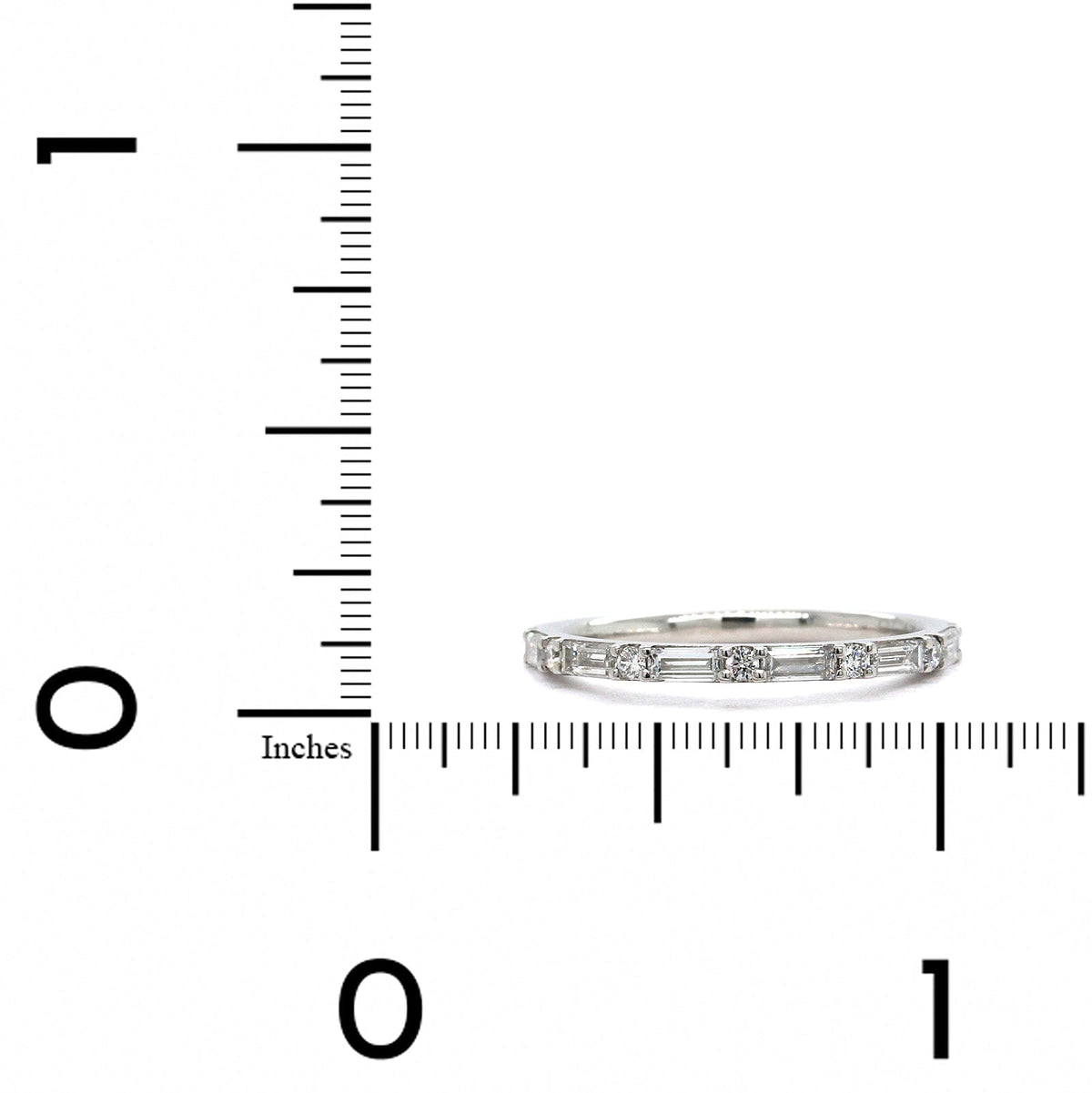 Platinum Round and Baguette Diamond Band