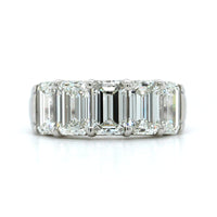 Platinum 5 Stone Emerald Diamond Band
